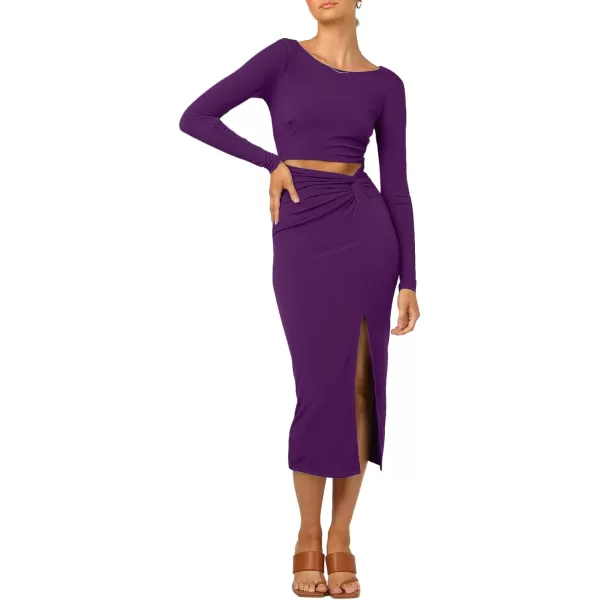 LYANER Women's Scoop Neck Cut Out Long Sleeve Split Hem Bodycon Midi Dress