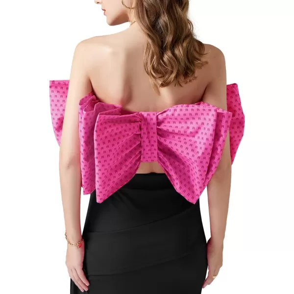 LYANER Women's Sexy Layer Bow Tie Tube Crop Top Sleeveless Strapless Print Party Fluffy Tank Top