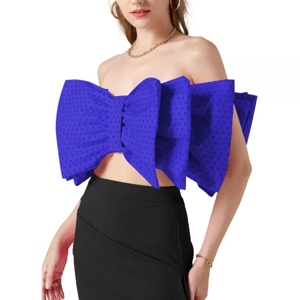 LYANER Women's Sexy Layer Bow Tie Tube Crop Top Sleeveless Strapless Print Party Fluffy Tank Top
