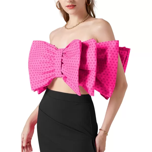 LYANER Women's Sexy Layer Bow Tie Tube Crop Top Sleeveless Strapless Print Party Fluffy Tank Top