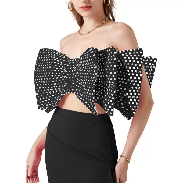LYANER Women's Sexy Layer Bow Tie Tube Crop Top Sleeveless Strapless Print Party Fluffy Tank Top