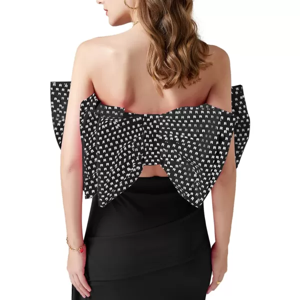 LYANER Women's Sexy Layer Bow Tie Tube Crop Top Sleeveless Strapless Print Party Fluffy Tank Top