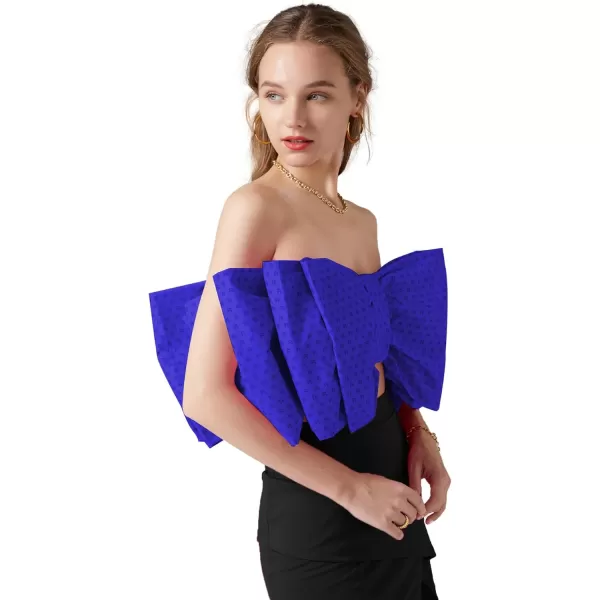 LYANER Women's Sexy Layer Bow Tie Tube Crop Top Sleeveless Strapless Print Party Fluffy Tank Top