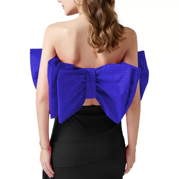 LYANER Women's Sexy Layer Bow Tie Tube Crop Top Sleeveless Strapless Print Party Fluffy Tank Top