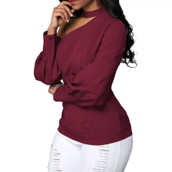 LYANER Women's Sexy One Shoulder Lantern Long Sleeve Blouse Shirt Top