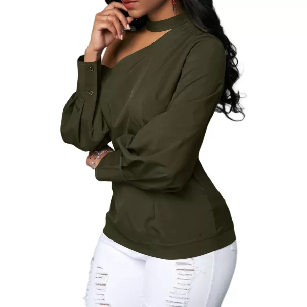 LYANER Women's Sexy One Shoulder Lantern Long Sleeve Blouse Shirt Top
