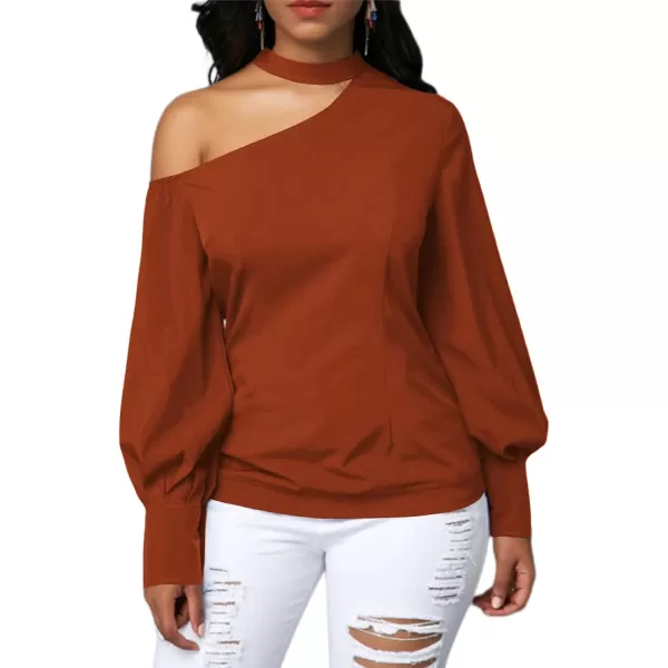 LYANER Women's Sexy One Shoulder Lantern Long Sleeve Blouse Shirt Top