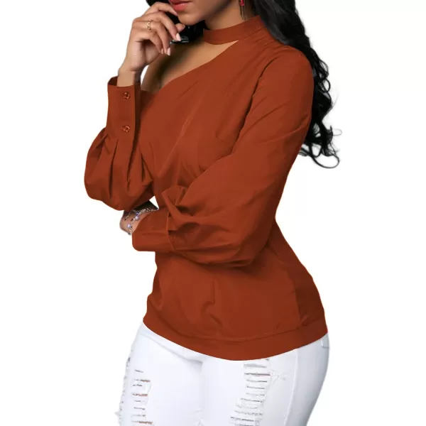LYANER Women's Sexy One Shoulder Lantern Long Sleeve Blouse Shirt Top