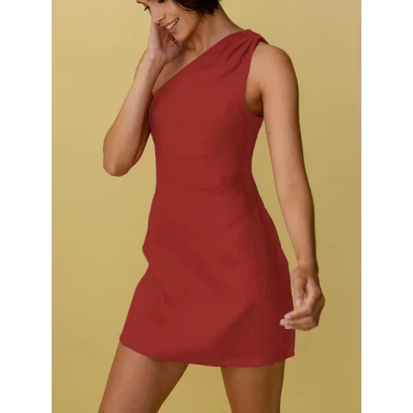 LYANER Women's Sexy One Shoulder Sleeveless Bodycon Short Club Party Dress