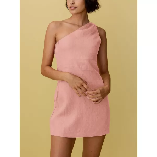 LYANER Women's Sexy One Shoulder Sleeveless Bodycon Short Club Party Dress