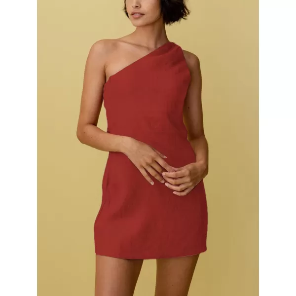 LYANER Women's Sexy One Shoulder Sleeveless Bodycon Short Club Party Dress