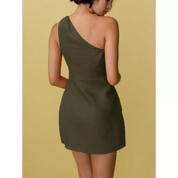 LYANER Women's Sexy One Shoulder Sleeveless Bodycon Short Club Party Dress