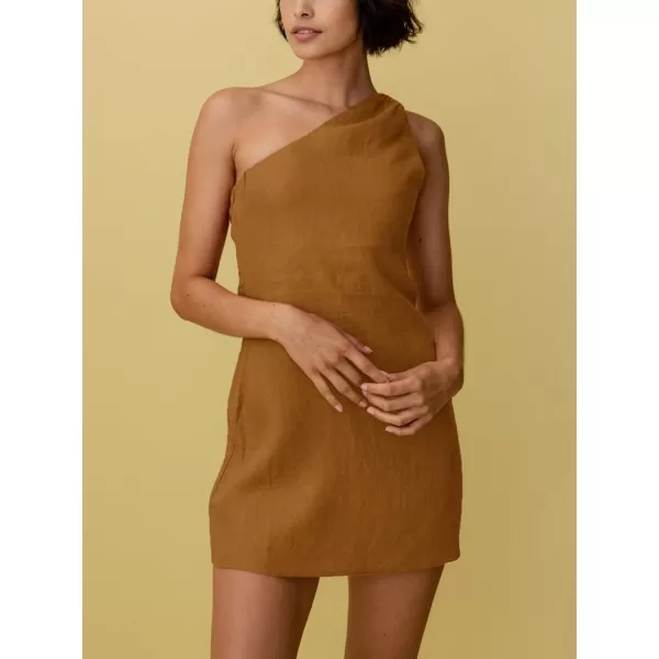 LYANER Women's Sexy One Shoulder Sleeveless Bodycon Short Club Party Dress