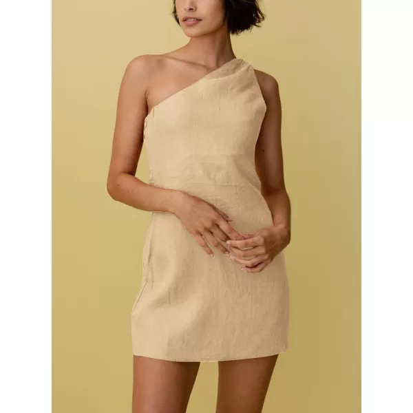 LYANER Women's Sexy One Shoulder Sleeveless Bodycon Short Club Party Dress