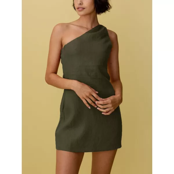 LYANER Women's Sexy One Shoulder Sleeveless Bodycon Short Club Party Dress