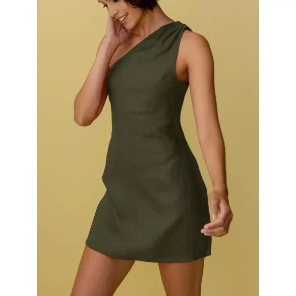 LYANER Women's Sexy One Shoulder Sleeveless Bodycon Short Club Party Dress