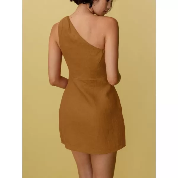 LYANER Women's Sexy One Shoulder Sleeveless Bodycon Short Club Party Dress