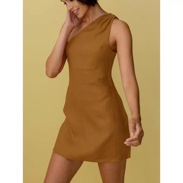 LYANER Women's Sexy One Shoulder Sleeveless Bodycon Short Club Party Dress