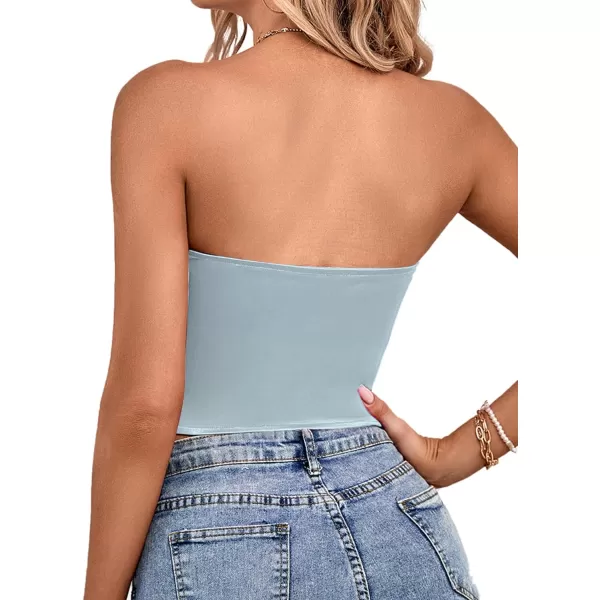 LYANER Women's Sexy Satin Sweetheart Neck Crop Tube Tops Strapless Bustier Cami Corset Top