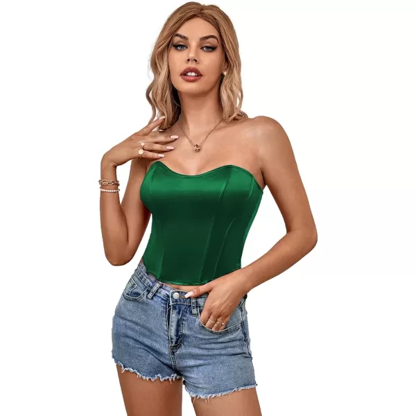 LYANER Women's Sexy Satin Sweetheart Neck Crop Tube Tops Strapless Bustier Cami Corset Top