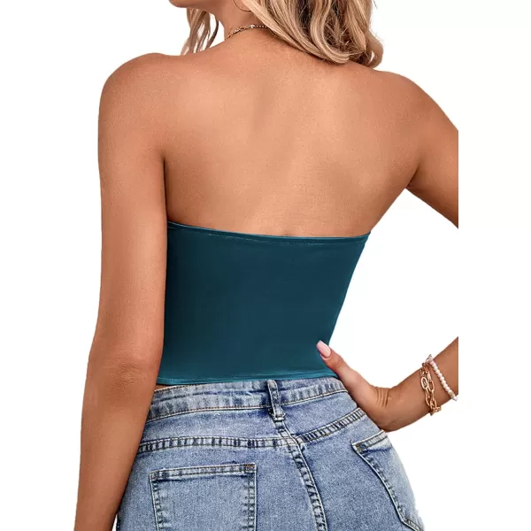 LYANER Women's Sexy Satin Sweetheart Neck Crop Tube Tops Strapless Bustier Cami Corset Top