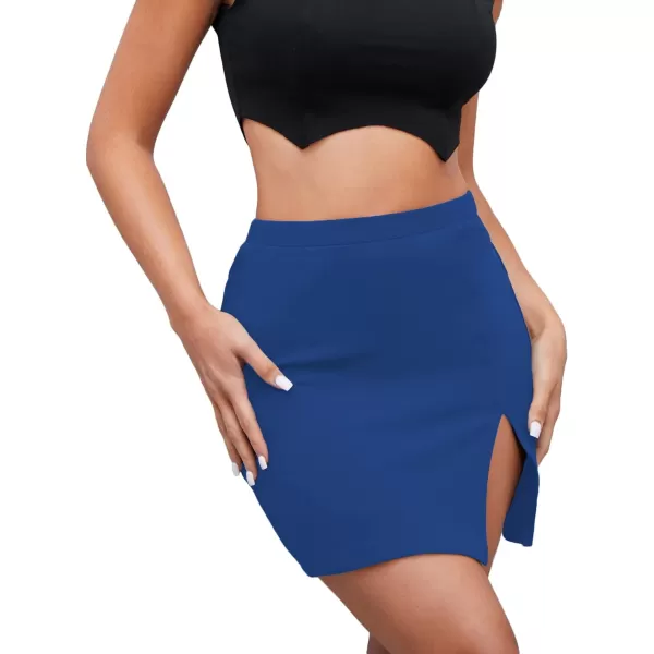 LYANER Women's Sexy Slit Slit Hem Stretchy Waist Bodycon Short Skirts