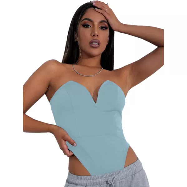 LYANER Women’s Sexy Sweetheart Neck Sleeveless Tube Tops Strapless Bustier Corset Bodysuit Top