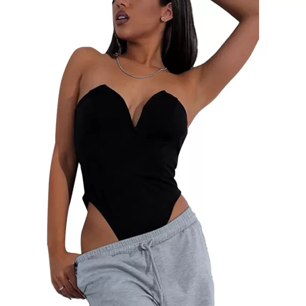 LYANER Women’s Sexy Sweetheart Neck Sleeveless Tube Tops Strapless Bustier Corset Bodysuit Top
