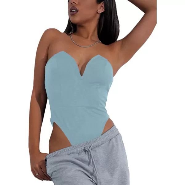 LYANER Women’s Sexy Sweetheart Neck Sleeveless Tube Tops Strapless Bustier Corset Bodysuit Top