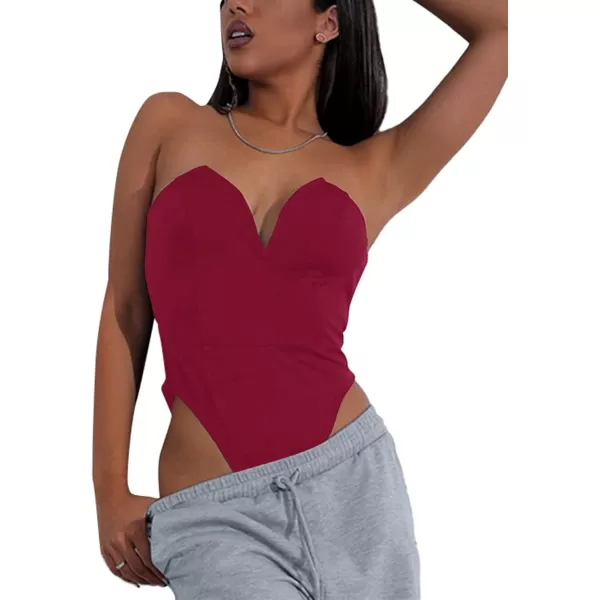 LYANER Women’s Sexy Sweetheart Neck Sleeveless Tube Tops Strapless Bustier Corset Bodysuit Top