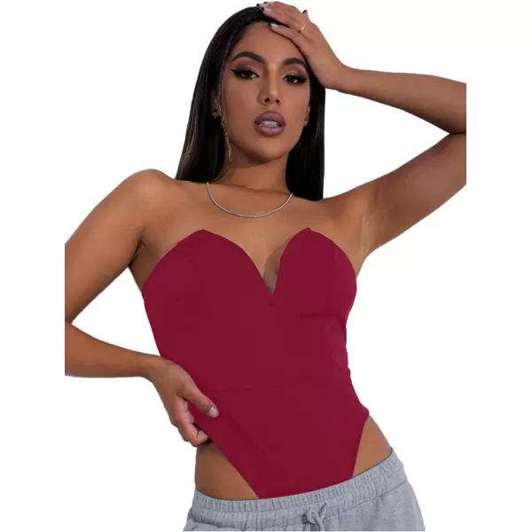 LYANER Women’s Sexy Sweetheart Neck Sleeveless Tube Tops Strapless Bustier Corset Bodysuit Top