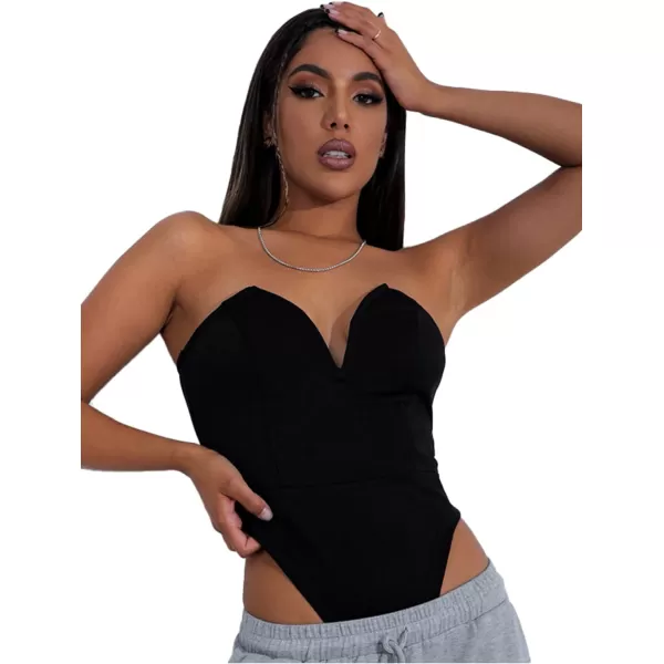 LYANER Women’s Sexy Sweetheart Neck Sleeveless Tube Tops Strapless Bustier Corset Bodysuit Top