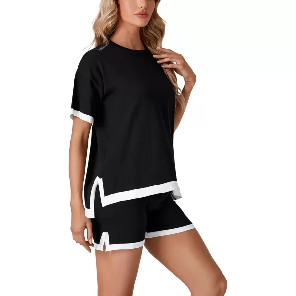 LYANER Women’s Short Sleeve Pajamas with Shorts Sleepwear Loungewear Pjs Set