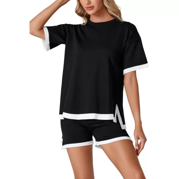LYANER Women’s Short Sleeve Pajamas with Shorts Sleepwear Loungewear Pjs Set