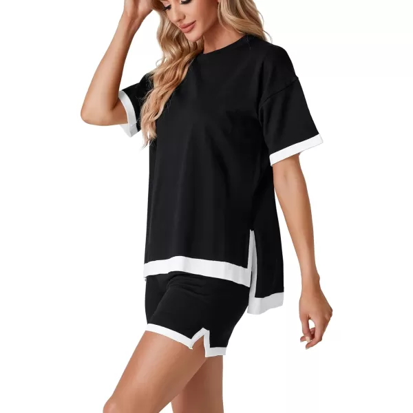LYANER Women’s Short Sleeve Pajamas with Shorts Sleepwear Loungewear Pjs Set