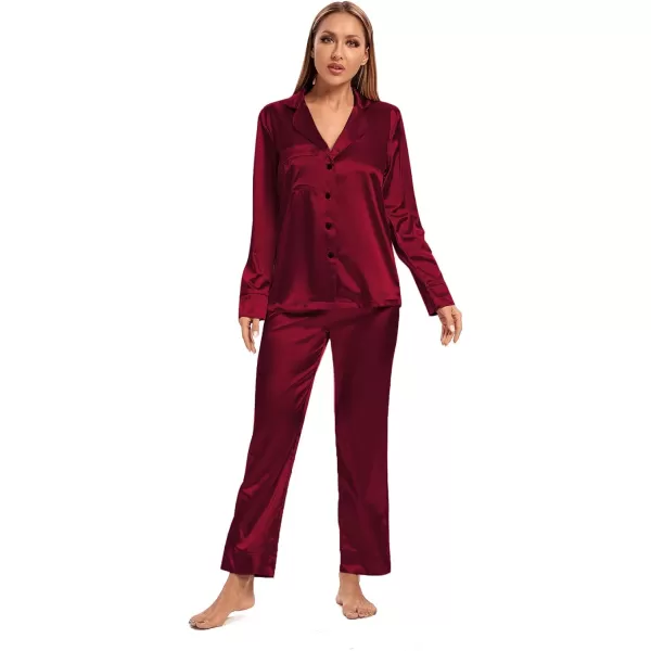 LYANER Women's Silk Satin Pajamas Long Sleeve Top and Pants Sleepwear PJ Set