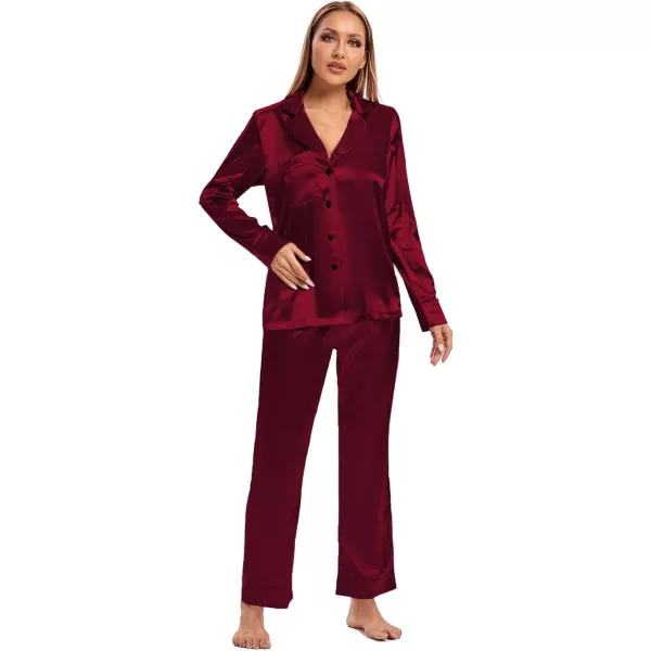 LYANER Women's Silk Satin Pajamas Long Sleeve Top and Pants Sleepwear PJ Set