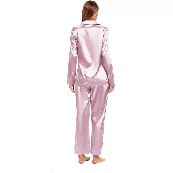 LYANER Women's Silk Satin Pajamas Long Sleeve Top and Pants Sleepwear PJ Set