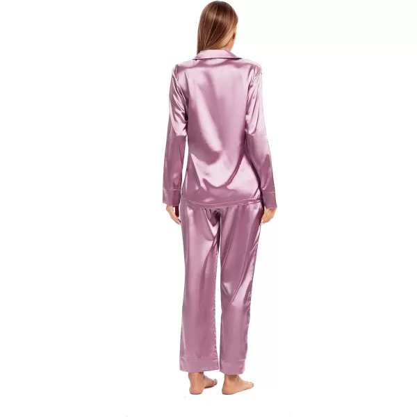 LYANER Women's Silk Satin Pajamas Long Sleeve Top and Pants Sleepwear PJ Set
