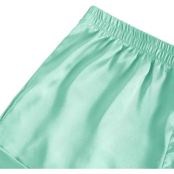 LYANER Women's Sleepwear Satin Silky Short Sleeve Top with Shorts Pajama Set