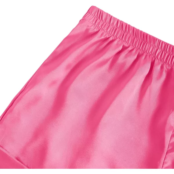 LYANER Women's Sleepwear Satin Silky Short Sleeve Top with Shorts Pajama Set
