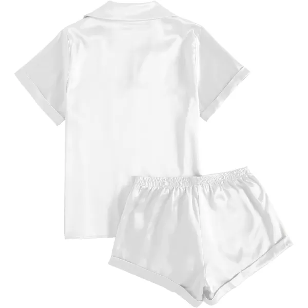 LYANER Women's Sleepwear Satin Silky Short Sleeve Top with Shorts Pajama Set