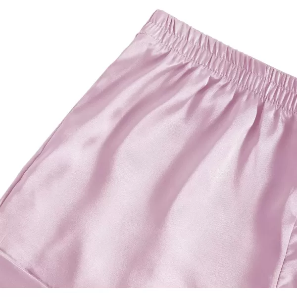 LYANER Women's Sleepwear Satin Silky Short Sleeve Top with Shorts Pajama Set