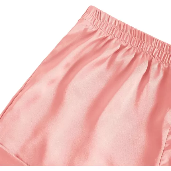 LYANER Women's Sleepwear Satin Silky Short Sleeve Top with Shorts Pajama Set