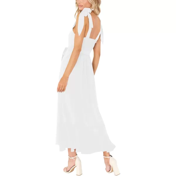 LYANER Women's Spaghetti Strap Square Neck Sleeveless High Waist Split Ruffle Hem Midi Dress
