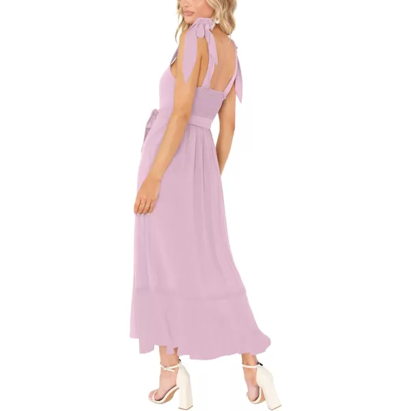 LYANER Women's Spaghetti Strap Square Neck Sleeveless High Waist Split Ruffle Hem Midi Dress