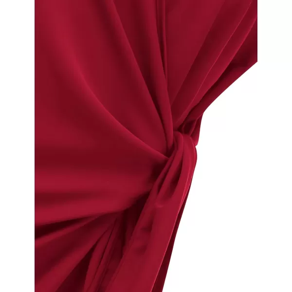LYANER Women's Spaghetti Strap V Neck Wrap Self Tie Backless Sexy Mini Dress