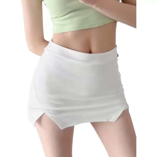 LYANER Women's Split Front High Waist Zip Up Skort Mini Bodycon Culottes Skirt