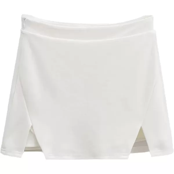 LYANER Women's Split Front High Waist Zip Up Skort Mini Bodycon Culottes Skirt