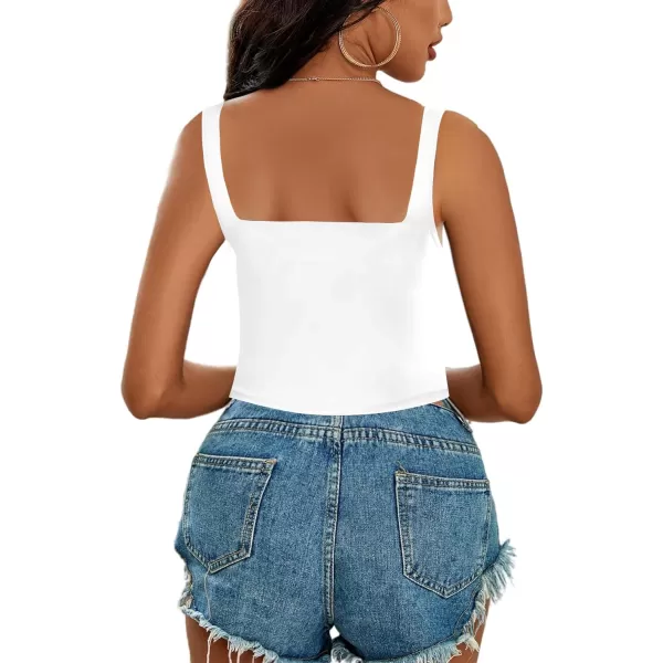LYANER Women's Square Neck Sleeveless Crop Top Slim Fit Workout Fitness 2024 Basic Cute Tank Tops